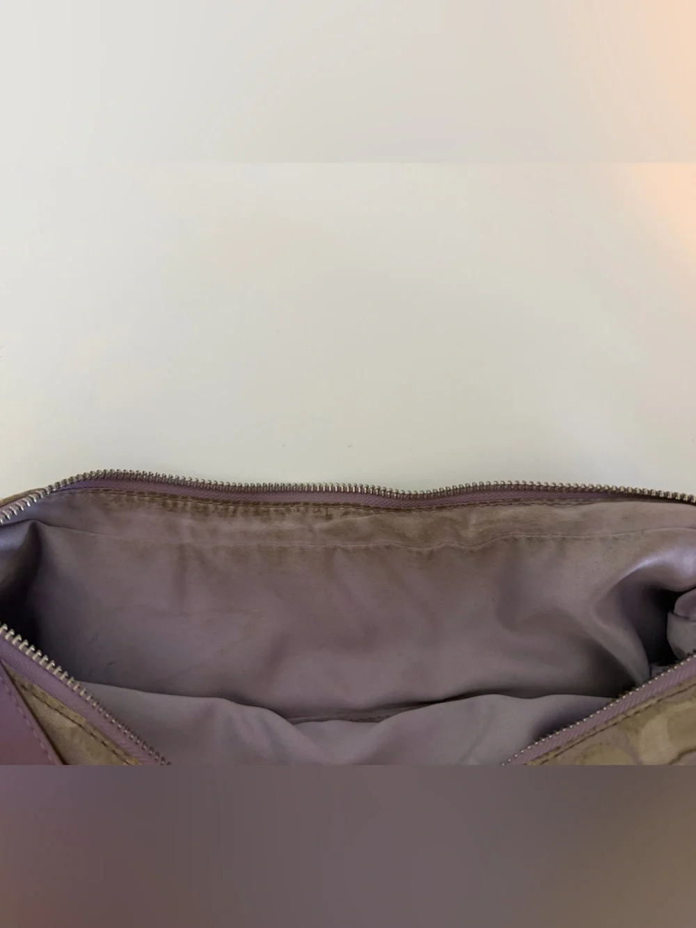 Vintage Coach Alexandra Lavender Trim Signature Shoulder Bag